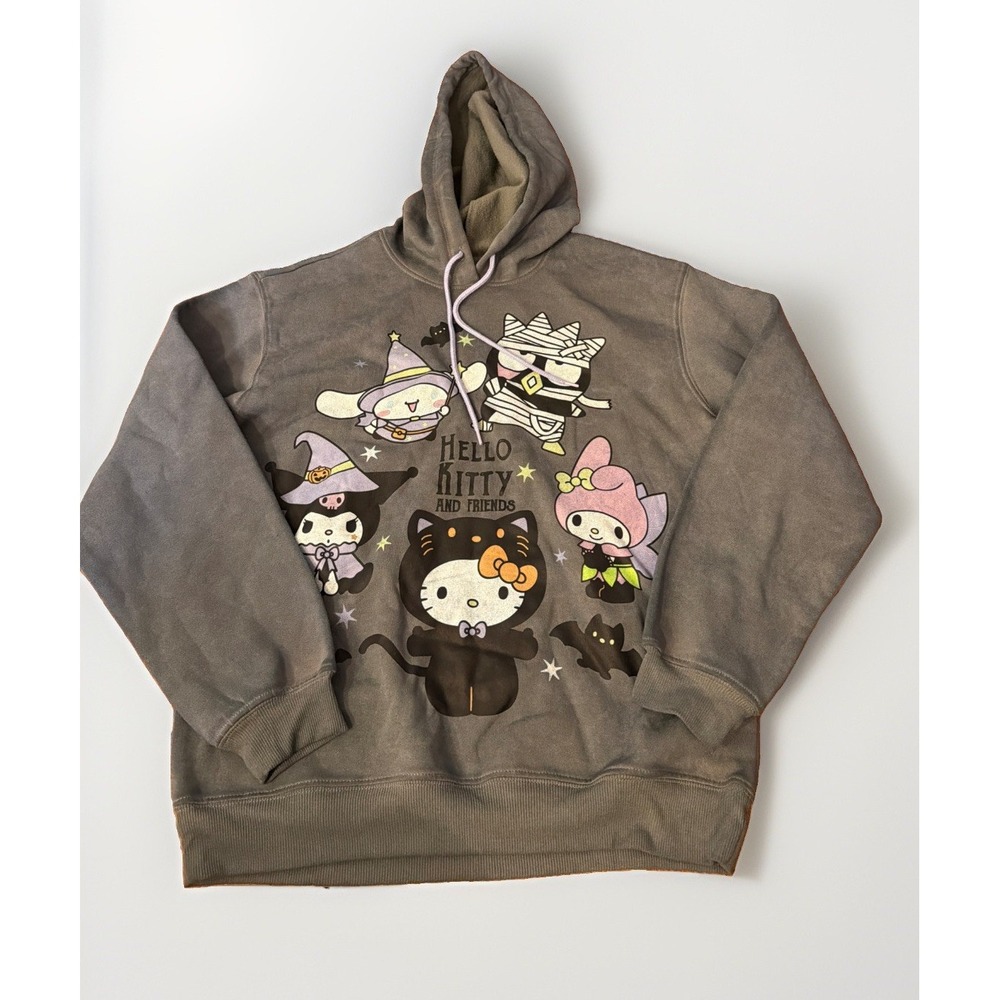 Hello Kitty and Friends Halloween Graphic Hoodie Womens S 4-6 Gray Spooky